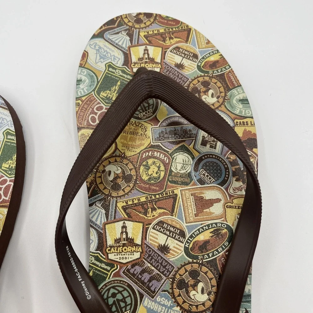 Walt‎ Disney World Land Men's Size 8-9 Brown Flip Flops